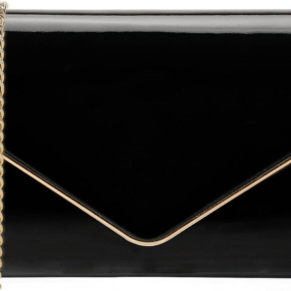 Patent Leather Envelope Clutch Purse Shiny Candy Foldover Clutch Evening Bag for - Picture 1 of 7